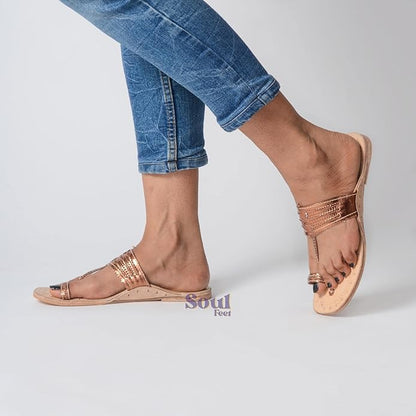 Copper Glow Chic Leather Sandals