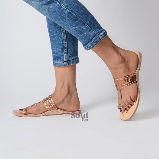 Everyday Leather Flat Sandals - Copper Glow