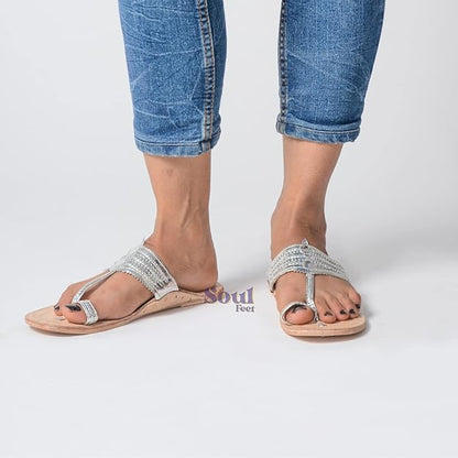 Silver Glow Chic Leather Sandals