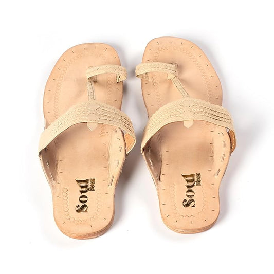 Everyday Leather Flat Sandals - Apricot