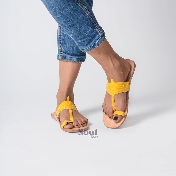 Yellow Bold Leather Sandals