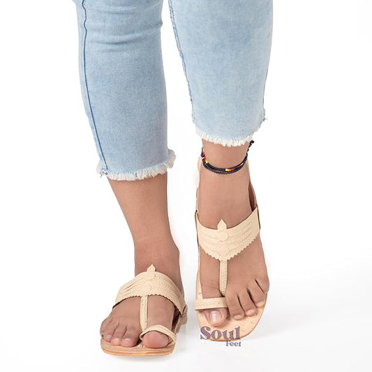 Nude Glam Leather Sandals