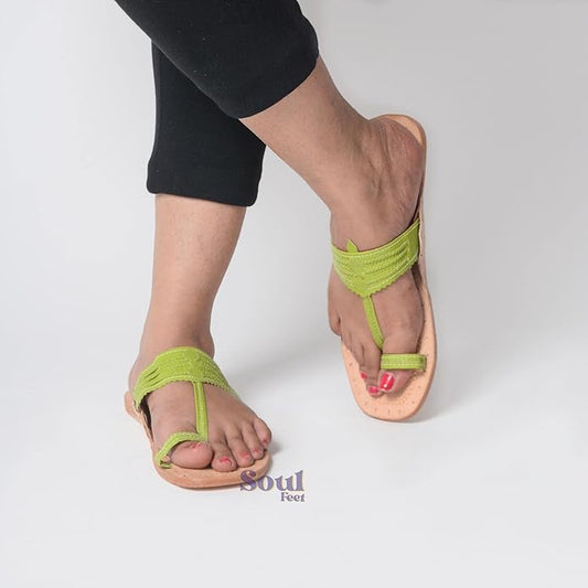 Green Glam Leather Sandals