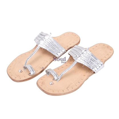 Silver Glow Chic Leather Sandals