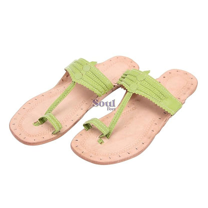 Green Glam Leather Sandals