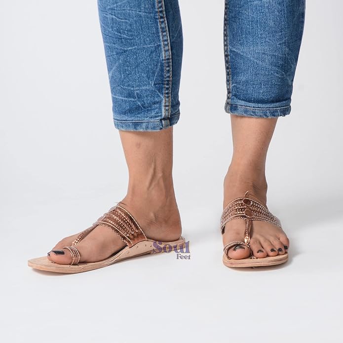 Copper Glow Chic Leather Sandals