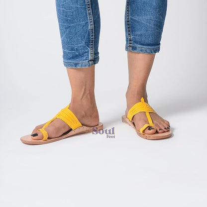 Yellow Bold Leather Sandals