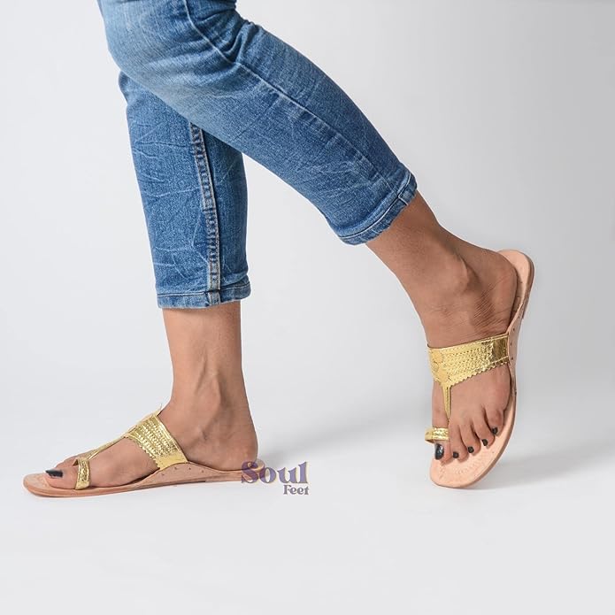 Golden Glow Chic Leather Sandals