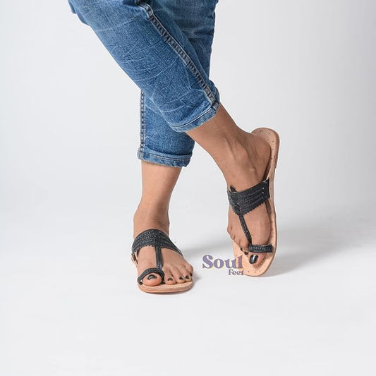 Black Chic Leather Sandals